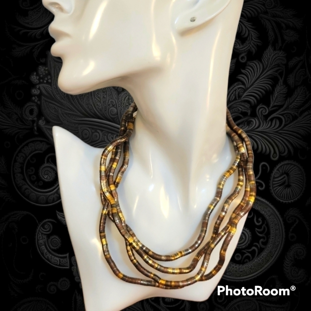SNAKE TWIST Set of TWO Bendable Metal Techno Festival Rope Necklaces